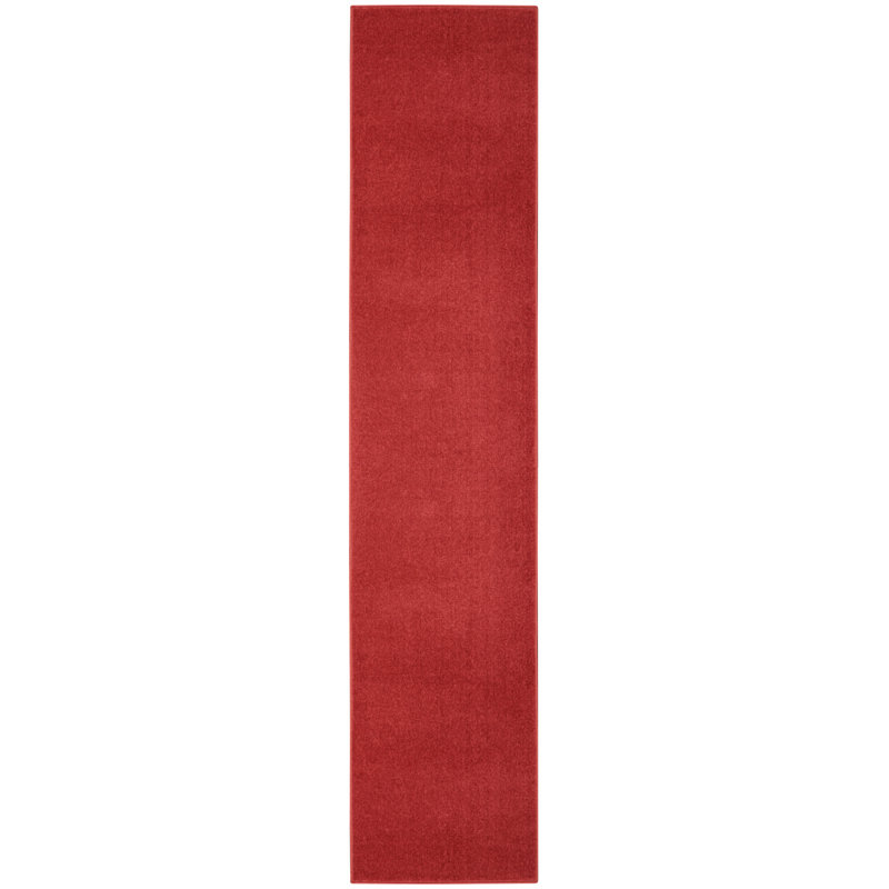 Mullican Sandy Solid Red Easy Care Indoor/Outdoor Area Rug, Runner 2'2" x 16'
