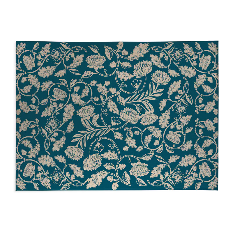 Tapis de lessive léger antidérapant Autumn Vines, 61 "L x 6.5 "H, Floral lagon bleu