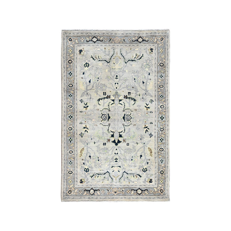 Tapis bleu marine en laine noué à la main 3 pi 1 po x 4 pi 10 po A036C6AD26784F4E85D1FCBAE0811F68