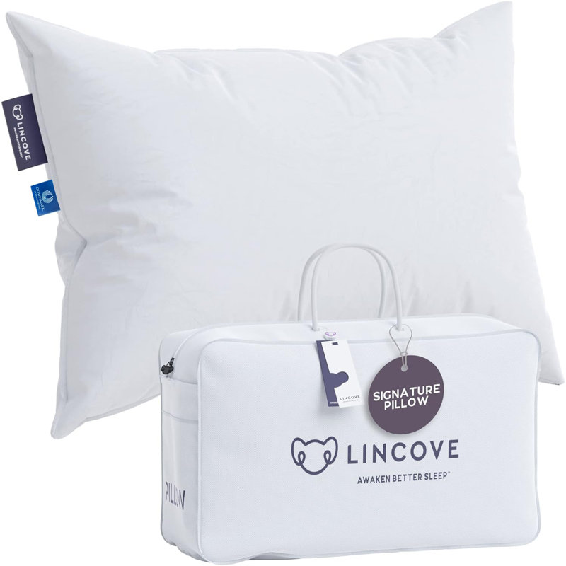 Lincove Signature 100% Canadian Down Luxury Sleeping Pillow - Firm for Side Sleepers - 800 Fill Power - 100% Cotton Shell