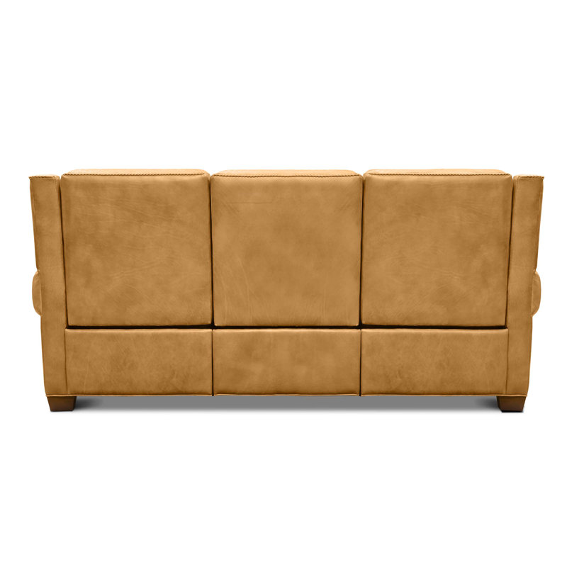 Canapé inclinable en cuir véritable de 96 po Spencer, Cuir véritable selle Maestro Artisano