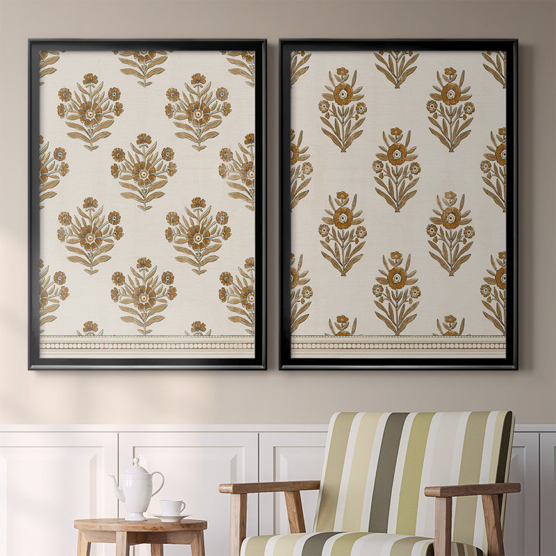 «Block Block Blooms I», ensemble de 2 reproductions sur toiles encadrées, H 36,5 po x l 53 po x P 1,25 po, Noir