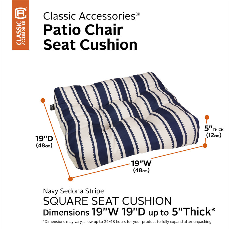 Bergholt Patio Seat Cushion, 19in. W, Navy Sedona Stripe
