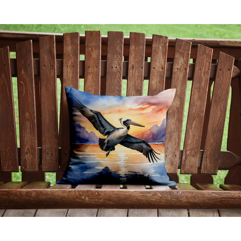 Coussin Pelican Fyling at Sunrise, Carré 14 po