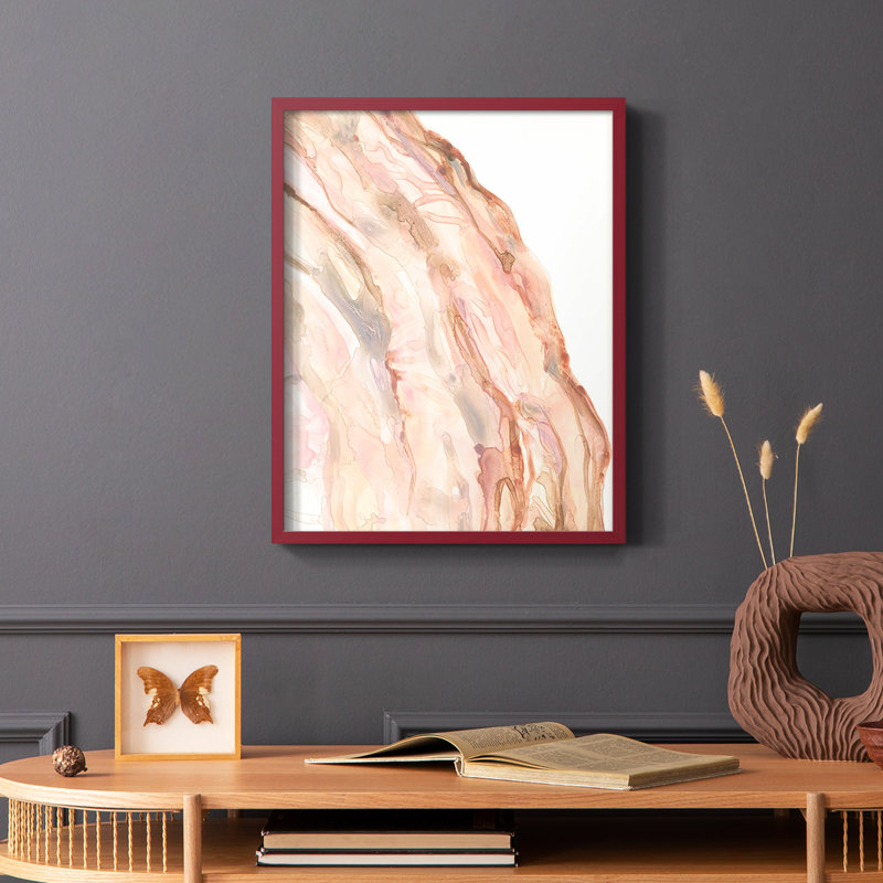 Rose Quartz I, reproduction encadrée - bois massif, Rouge, H 10 po x l 8 po
