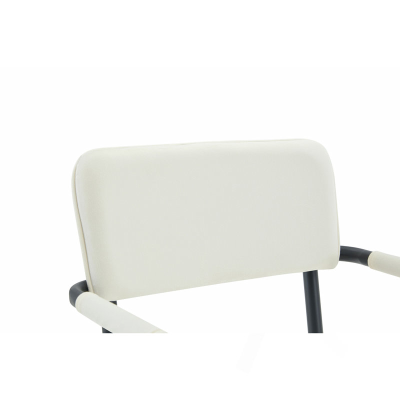 Ensemble de 2 chaises de salle à manger rembourrées en cuir de qualité supérieure, accoudoirs suspendus à la table, pieds en métal avec revêtement en aérosol (blanc cassé, ensemble de 2)