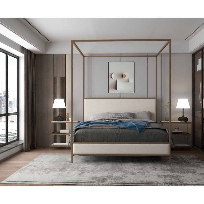 340 Modern Classic Canopy Bed | Complete Canopy, King, Translucent Brown