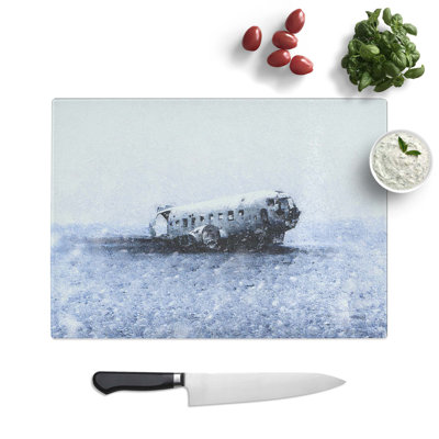 Tempered Glass The Solheimasandur Plane Wreck in Iceland Chopping Board
