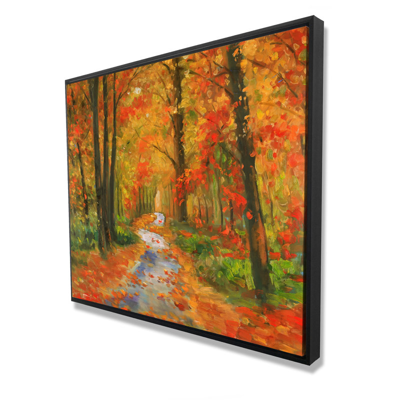 Sentier d'automne - Décor de toile encadrée de salon contemporain