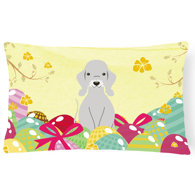 Coussin lombaire bedlington terrier pâques œufs, Bleu