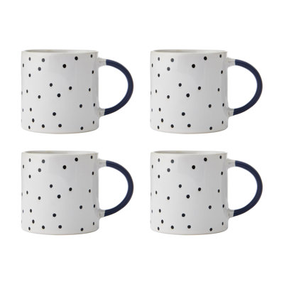 Mikasa Spotty Stoneware Mug Set, Set of 4 Durable Stoneware Cups, 390ml