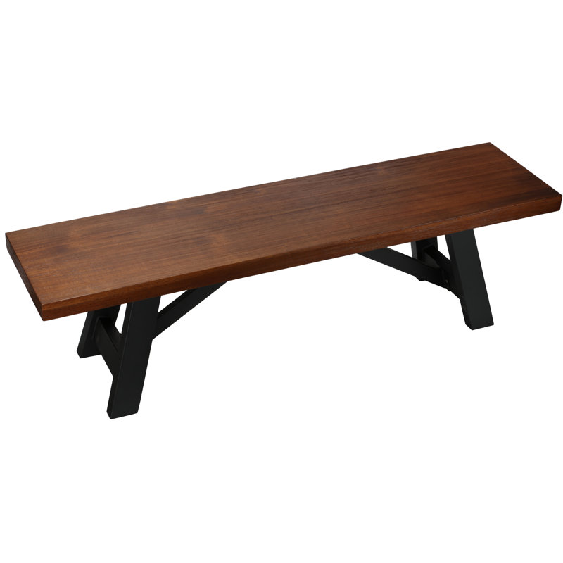Marli Dining Bench with Black Steel Heavy Duty Trestle Legs, 61" Wide