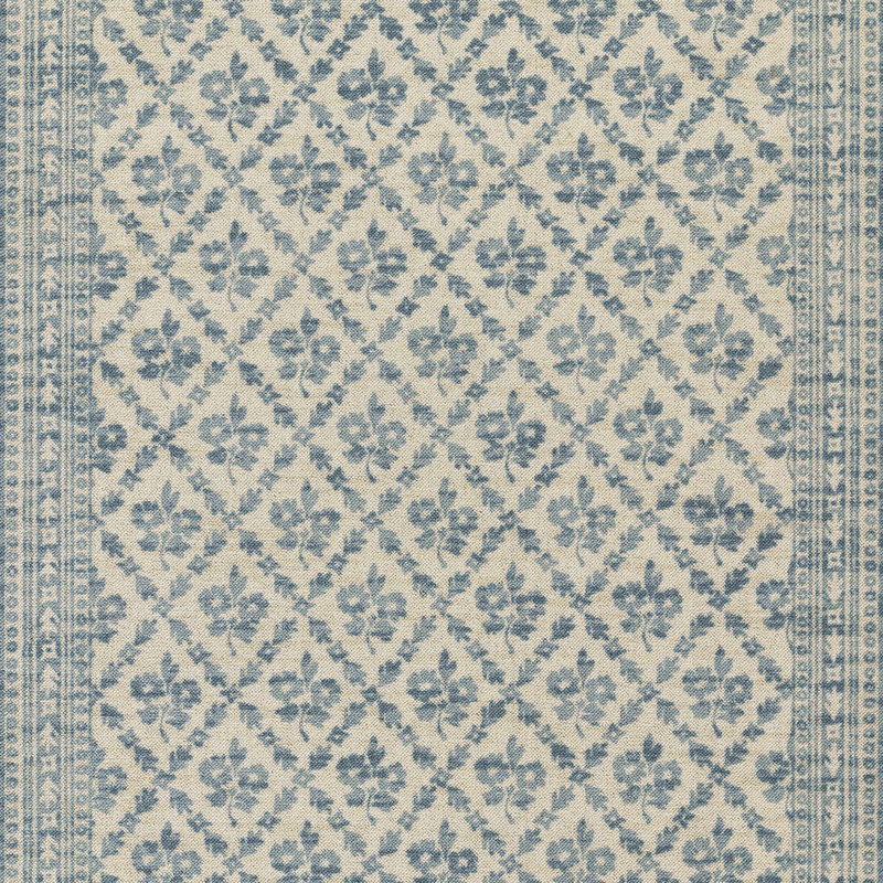 Tapis bleu traditionnel en laine et nylon Anders, Rectangulaire 2 pi x 3 pi
