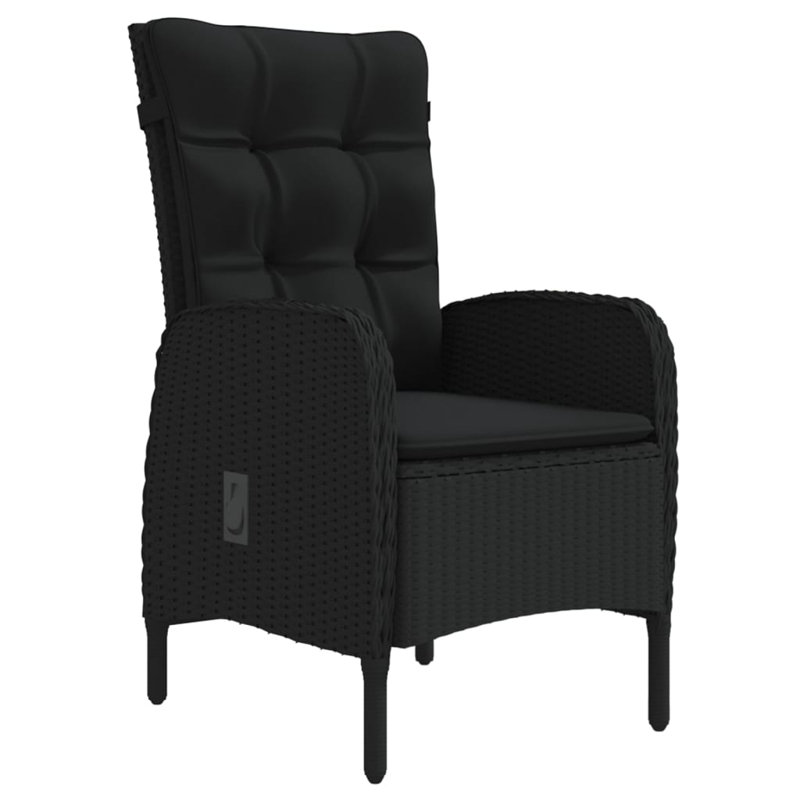 Pattaya Patio Dining Set with Rectangular Table , Cushions Included, Black, 29.1" H x 78.7" L x 39.4" W, 8