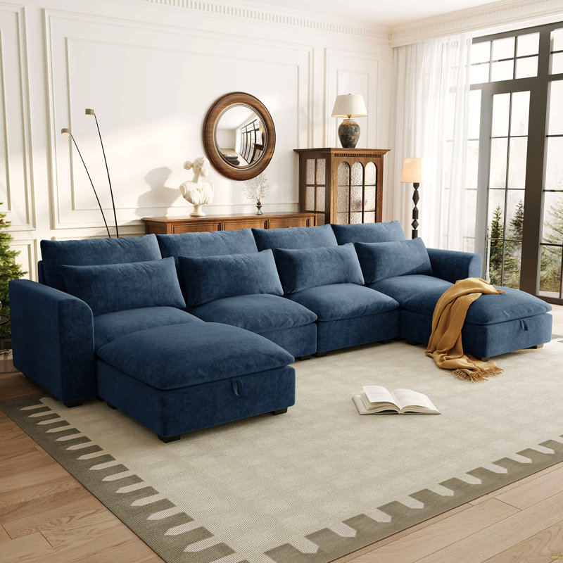 Canapé modulaire d'angle avec deux repose-pieds