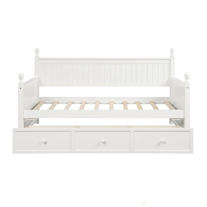 Wood Daybed With Three Drawers ,Twin Size Daybed,No Box Spring Needed (Daybed), White