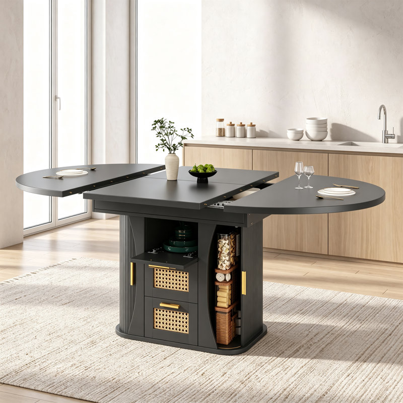 158 cm Extendable Dining Table, Black