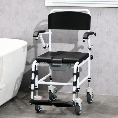 Fauteuil roulant roulant, siège de 17 po de largeur, noir, imperméable, seau amovible pour fauteuil roulant médical