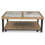 Table basse Tey avec roulettes, carré de 48 pouces, pierre frittée, brun