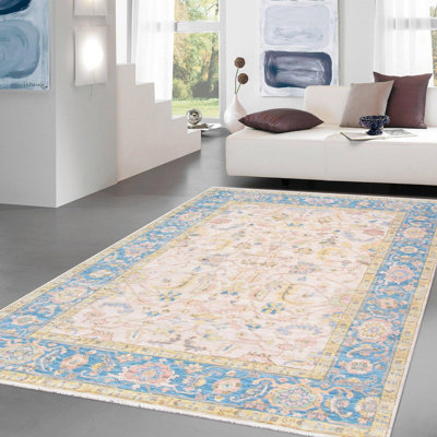 Tapis oriental beige en laine / coton noué à la main 9 pi 2 po x 12 pi 3 po Carrol