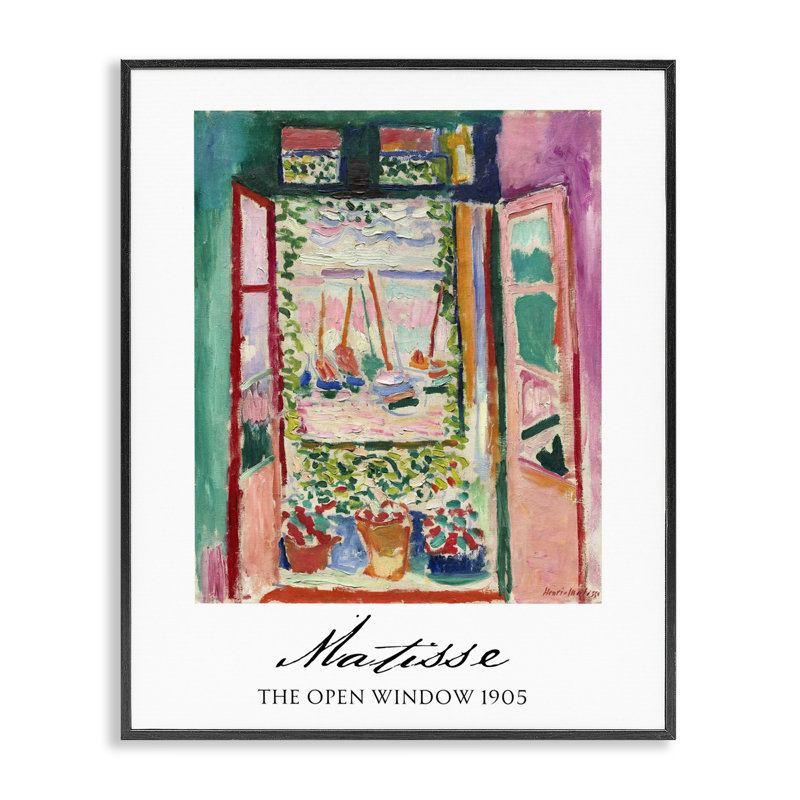 La giclée encadrée The Open Window Matisse, design par Vintage Hustle, H 14 po x l 11 po, Giclée encadrée noir minuit
