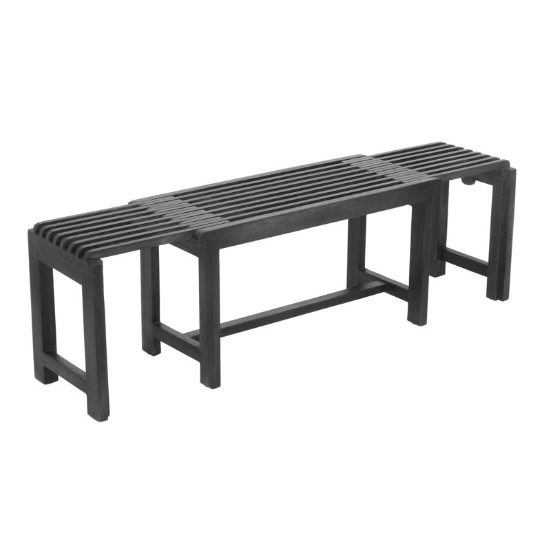 Banc en bois massif Wilmington, Gris