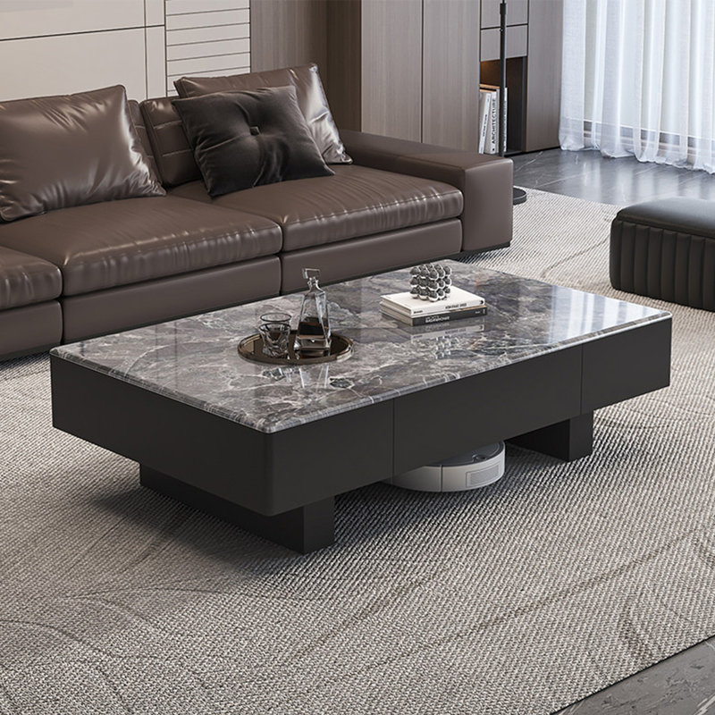 Luxury-Style Microcrystalline Stone Coffee Table, 16.5" H x 51.2" L x 27.6" W