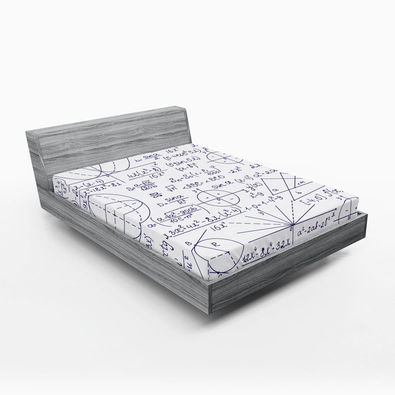 Ambesonne Modern Fitted Sheet 2-Pack Classic Math Pattern Numbers Dark Purple and White, Calking Fitted Sheet