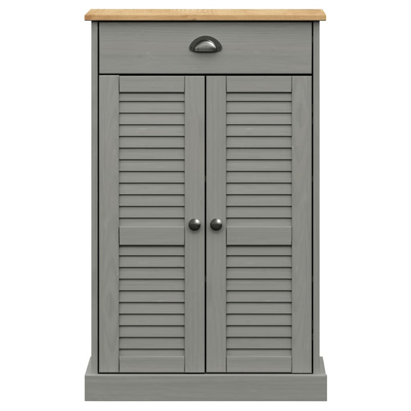 6 Pair Shoe Storage Cabinet, Brown/Grey