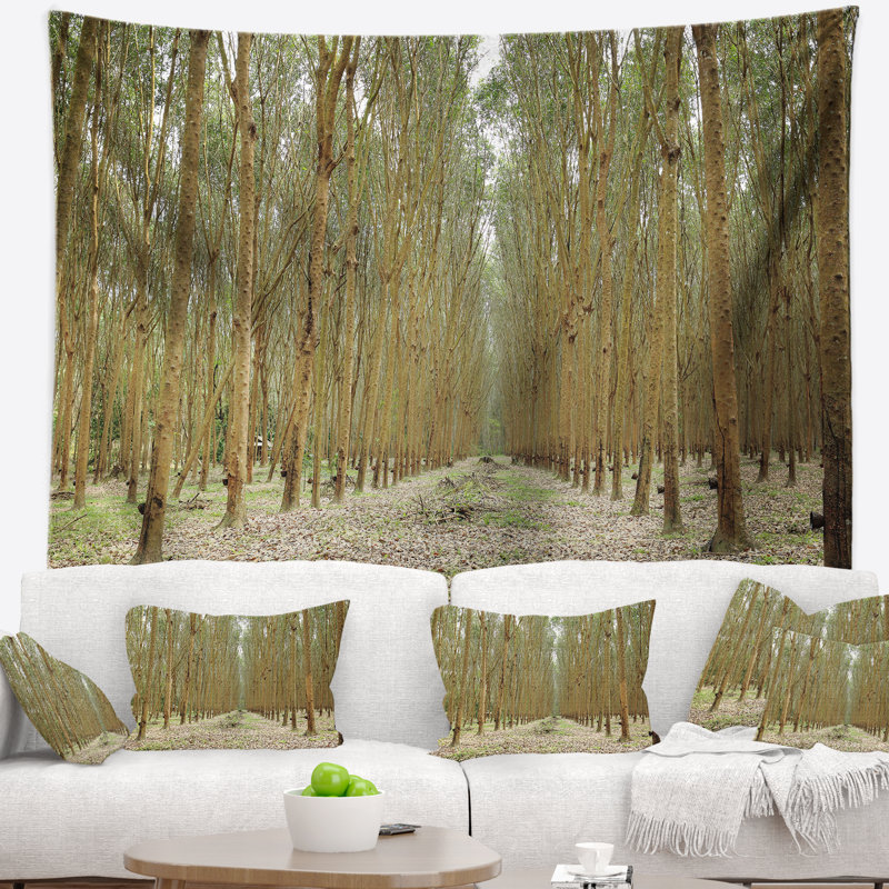 Tapisserie en caoutchouc avec arbres en caoutchouc, H 32 po x l 39 po