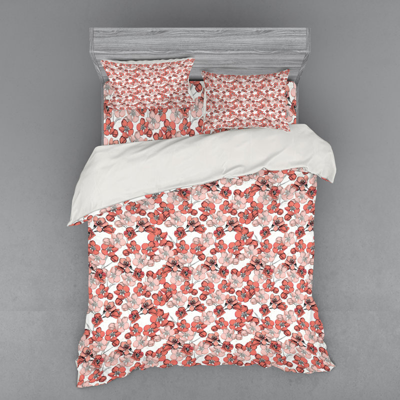 Ensemble de housse de couette Cherry Blossom, Housse de couette grand + 3 pièces supplémentair