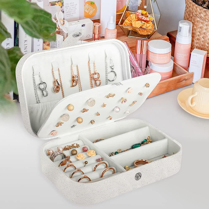 Jewellery Box +, White, 5.3cm H x 16.26cm W x 11.43cm D