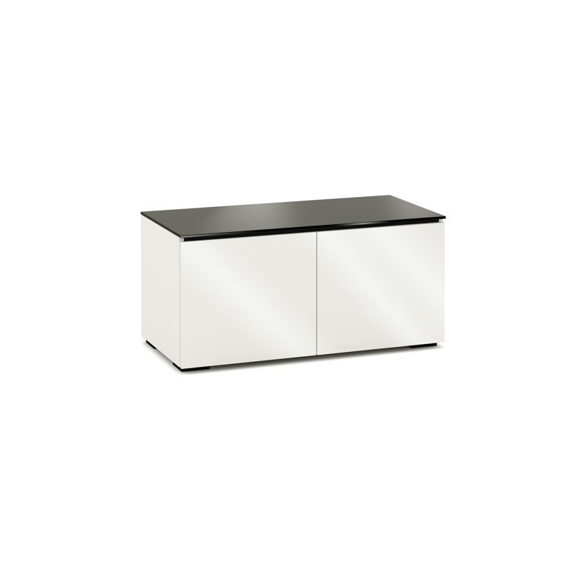 Miami 221, Warm Gloss White Lacquer, Black Glass Top
