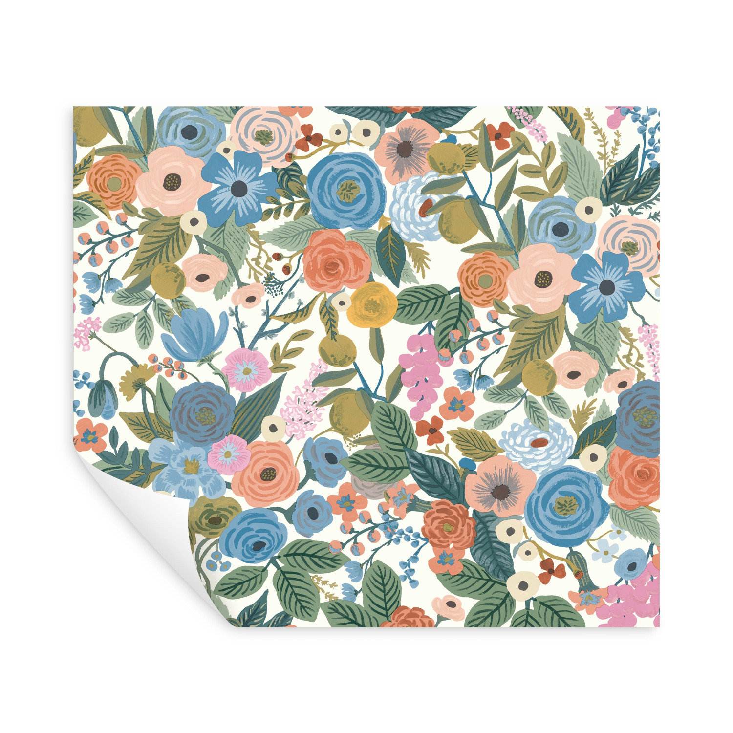 Garden Party Self-Adhesive Wallpaper, Cobalt Multi