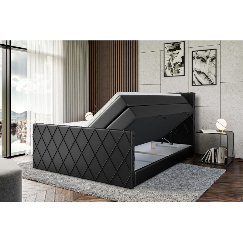 Ramsha Bed with Mattress, Black, 120cm W x 200cm D