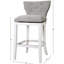 Tabouret de bar rembourré avec dossier, hauteur de 31 pouces, revêtement blanc et gris, boutons, pivotant à 180 degrés, repose-pieds en métal sur plaque, patins en plastique pour le plancher, tabouret pivotant facile à installer,