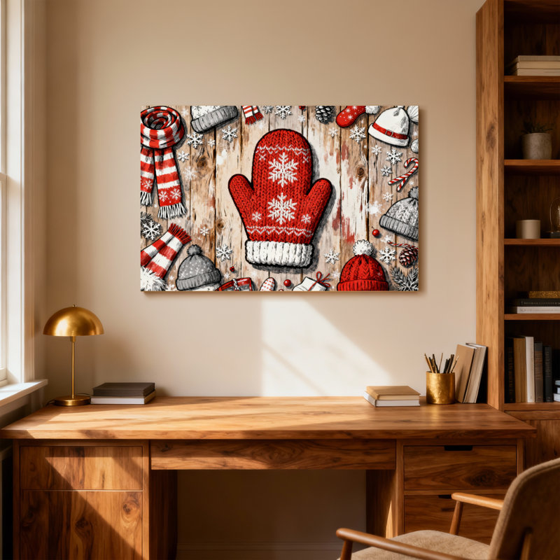 Motif de chapeau de Noël flocon de neige rouge d'hiver, H 28 po x l 40 po
