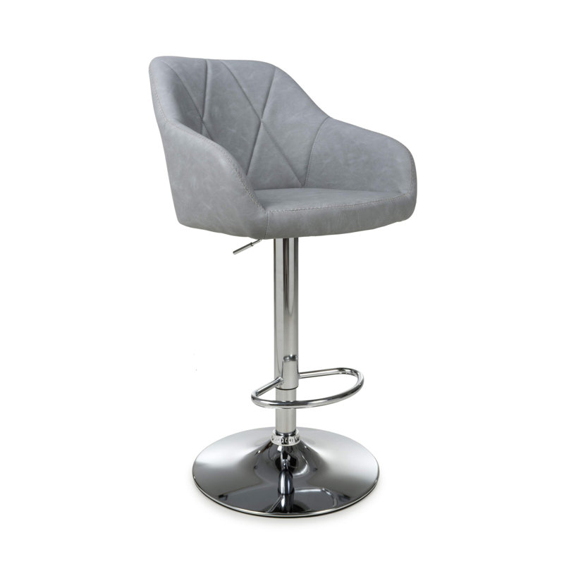 Clabo Swivel Upholstered Adjustable Height Counter Stool, Light Grey
