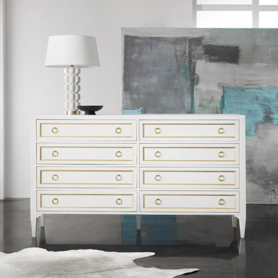 Commode double en bois massif à 8 tiroirs 70 po