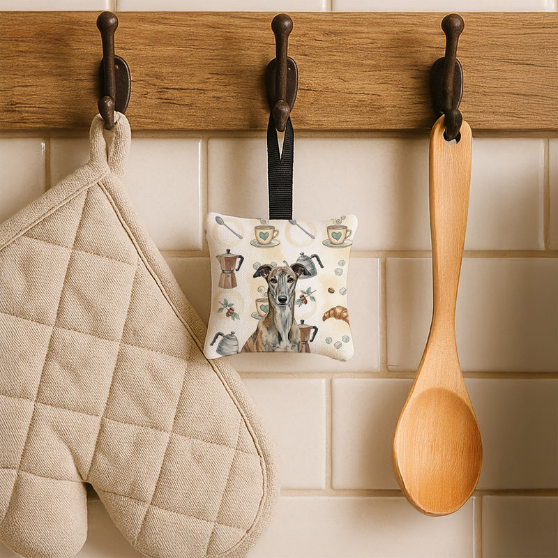 Ornement carré en tissu Brindle Greyhound Coffee Bar 3,5 × 3,5, Greyhound Brindle