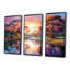 Mauve automne coucher de soleil sur une rivière large - ensemble d'art mural lac-108316351-108316352