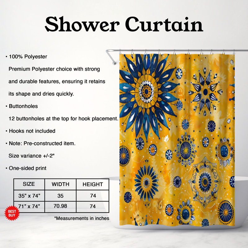 Boho Motifs - Premium Shower Curtain, H 74 po x l 71 po