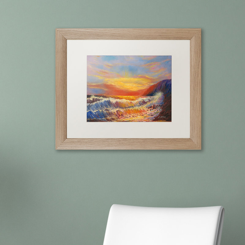 Luverne «Hawaiian Sunset», reproduction d'art encadrée, H 16 po x l 20 po x P 0,5 po, Encadrement brun, Blanc