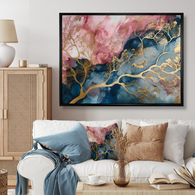 «Exploration des profondeurs de la géode rose I», art mural abstrait en marbre