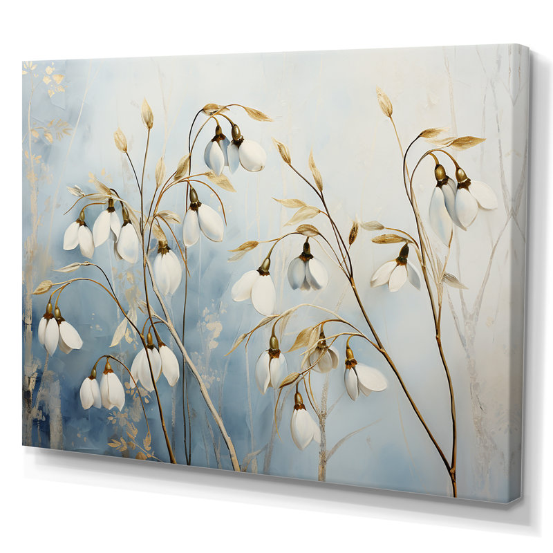 «White and Blue Snowdrops Simplicity III», reproduction sur toile, H 24 po x l 32 po x P 1 po, Toile tendue