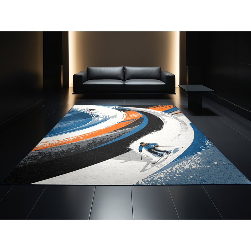 Tapis arc-en-ciel moderne gris élégant et lavable à la machine Rayan, 8 x 10