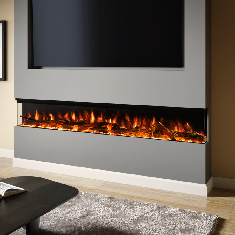 Spectrum Series 72-Inch 3-Sided Panoramic Electric Fireplace – TV Media Wall Compatible