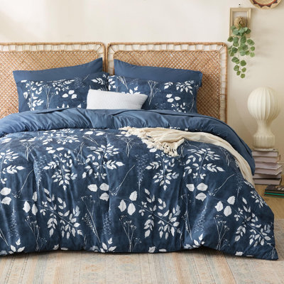 Couvre-lit dans un sac - Motif floral et végétal réversible imprimé d'édredons, de draps, de taies d'oreiller et de taies décoratives, 89 g / m²