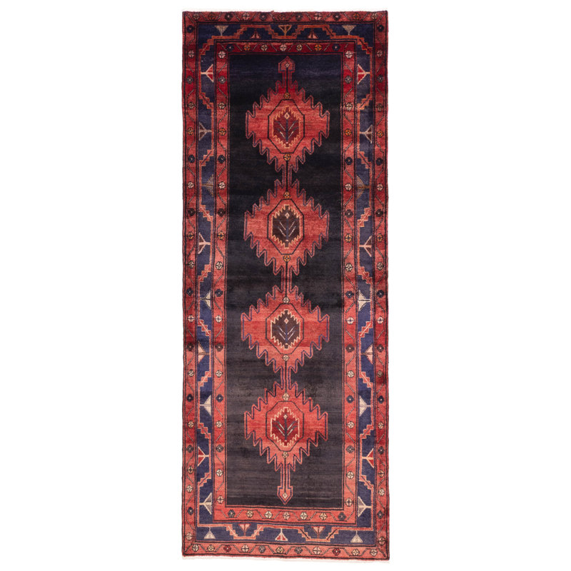 Tapis noir et rouge Konya Anatolian 3 pi 7 po x 9 pi 7 po