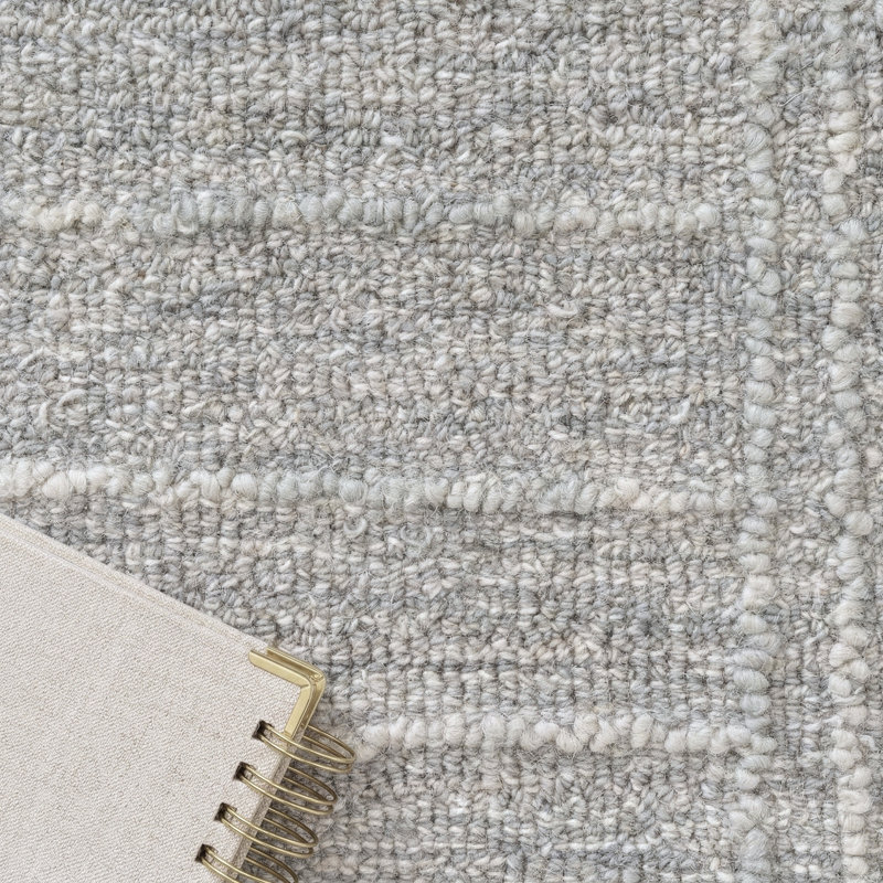Tapis d'intérieur décontracté en laine naturelle fait à la main, Rectangle 9 pi x 12 pi